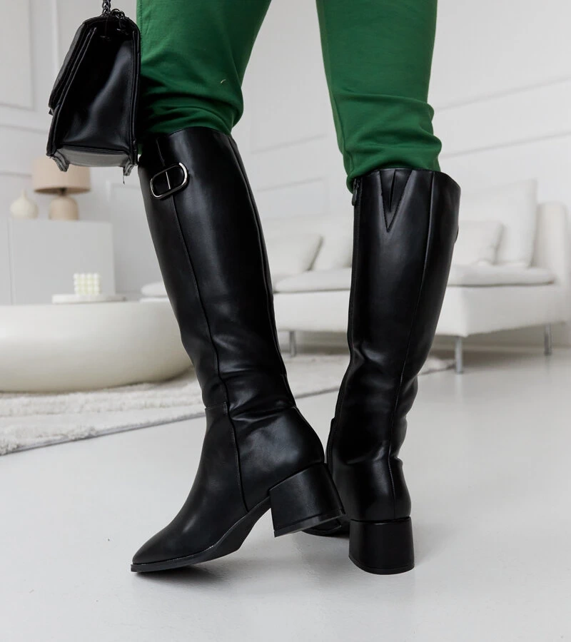 Cizme negre cu catarama decorativa Sydney