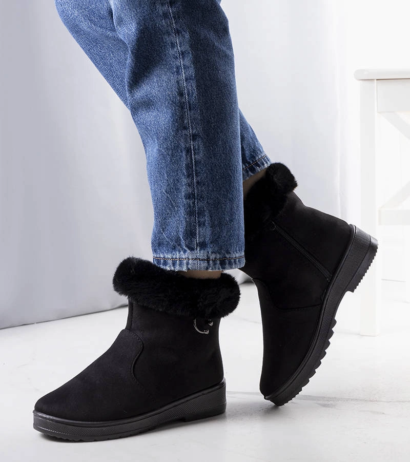 Cizme de zăpadă izolate negre cu blană Marvin