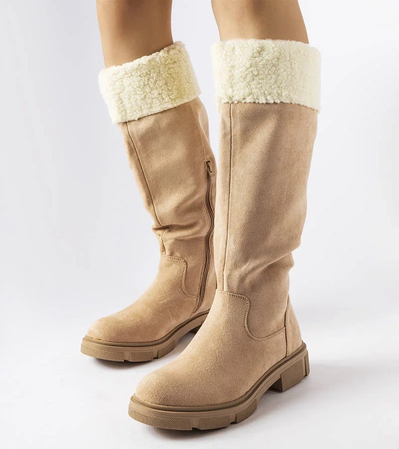 Cizme Erin din piele ecologică bej