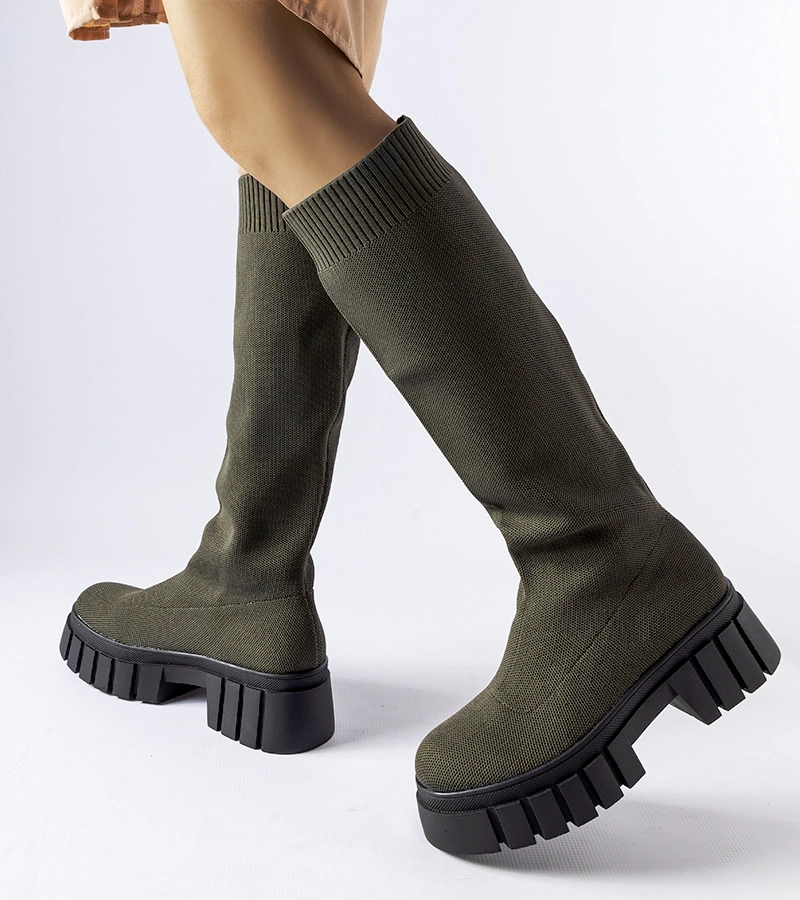 Cizme verzi cu partea superioară elastică de Maroun