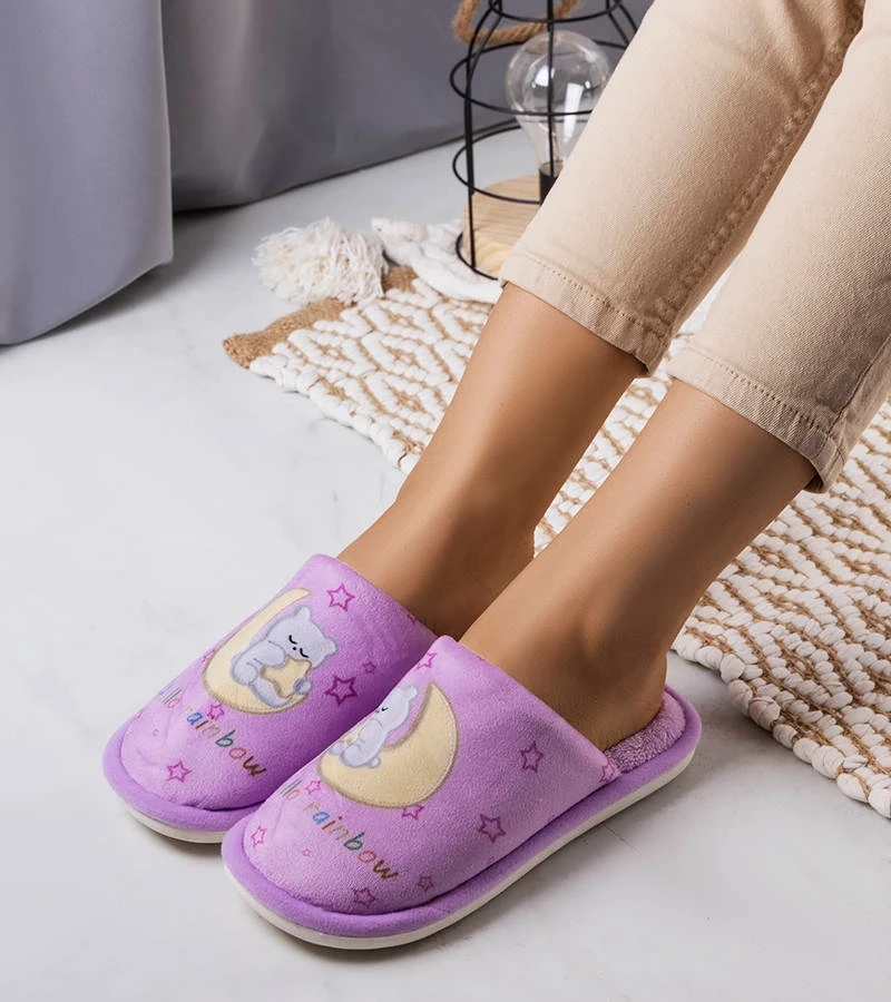 Papuci mov moale papuci de casă Rainbow moon