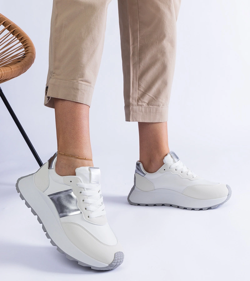 Adidași albi cu platformă Cremorna