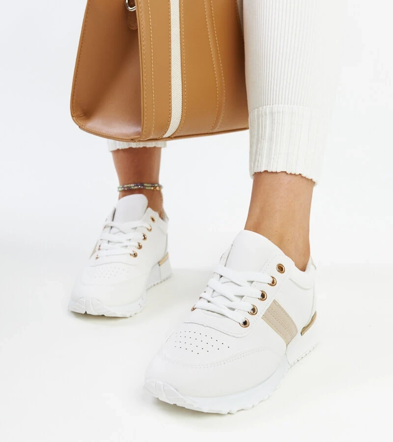 Sneakers alb-bej pe platforma de cauciuc Nihad