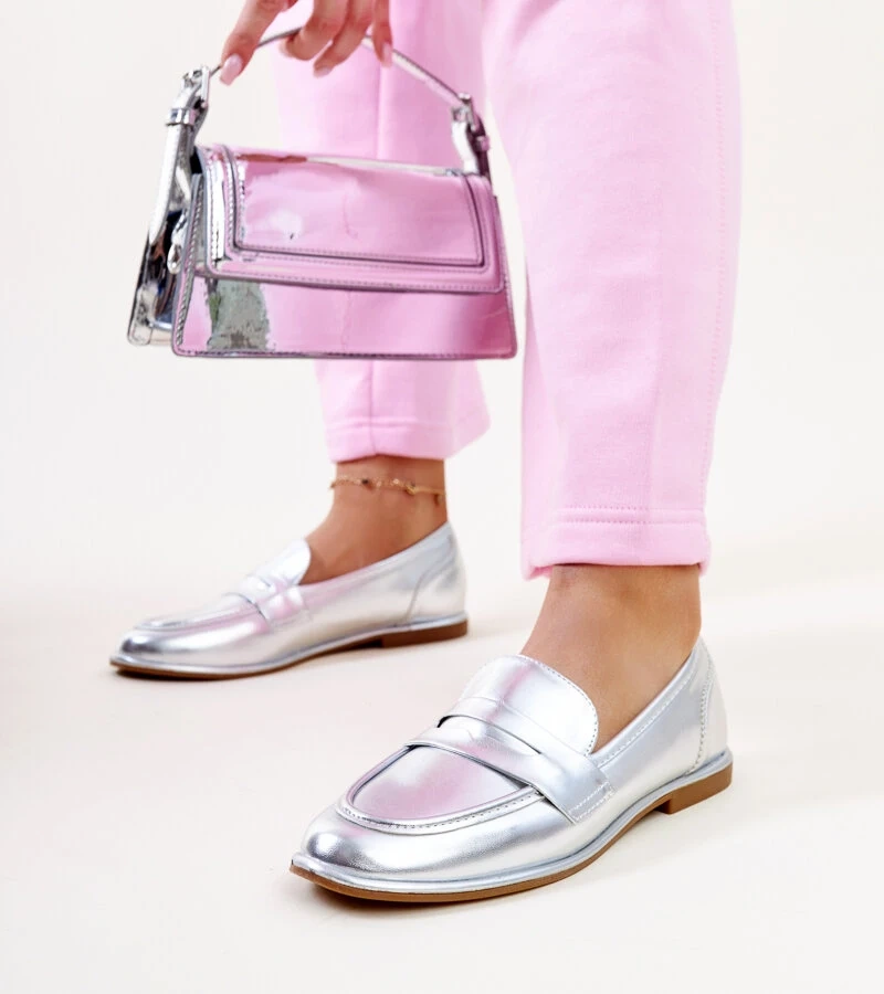 Mocasini clasici de argint Nasia