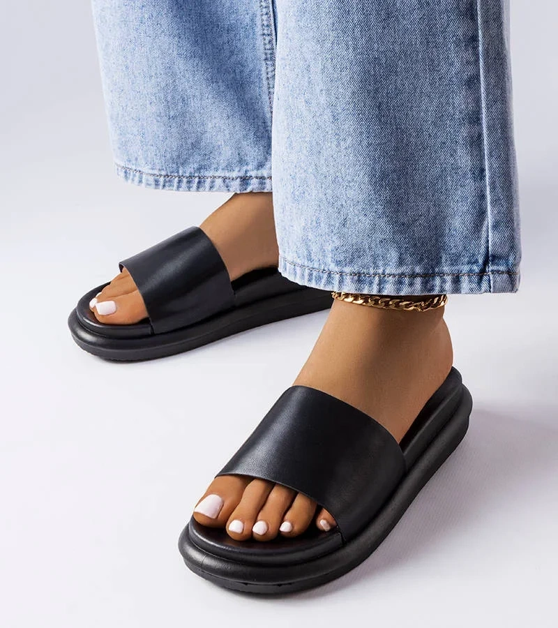 Șlapi cu platformă Paquette negri