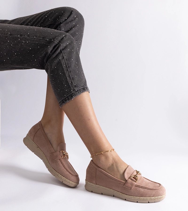 Sandoval mocasini crem pentru femei din piele ecologică întoarsă