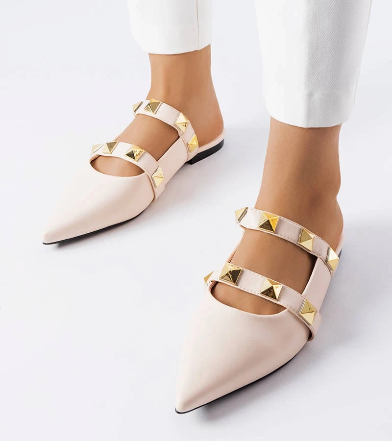 Șlapi cu vârf ascuțit bej Ruckman