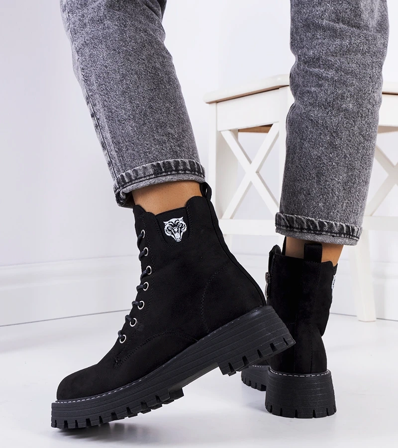 Cizme din piele ecologică neagră Uzeir