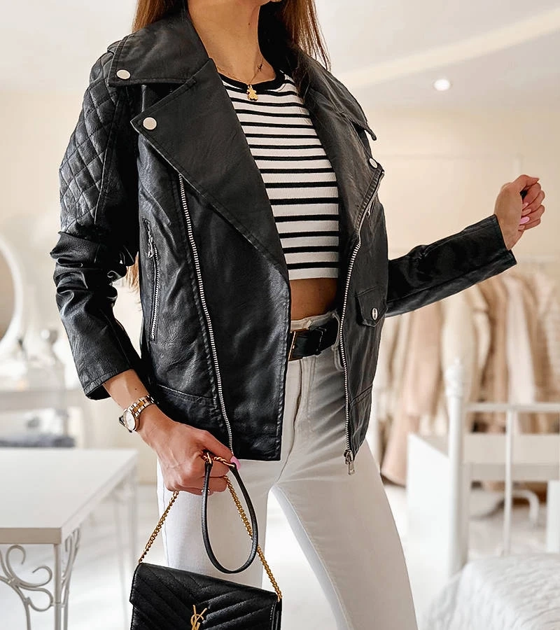 Geacă neagră din piele ecologică ramones Gill