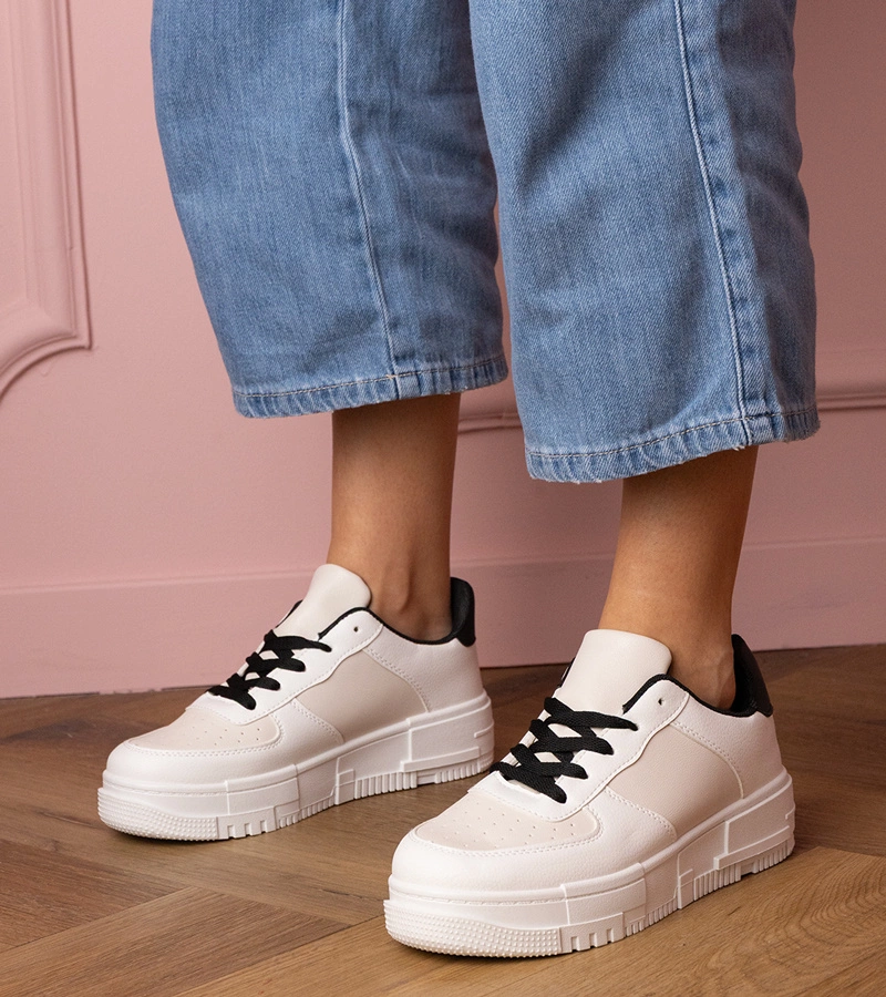 Adidași sport bej pe platformă Luneta