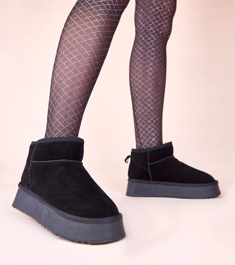 Cizme de zăpadă negre din piele întoarsă naturală Armona