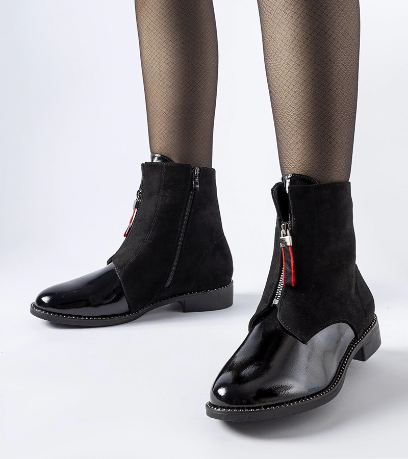 Botine negre căptușite și lacuite Belvedere.