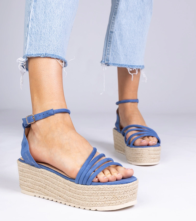 Sandale albastre espadrile pe platformă Panola
