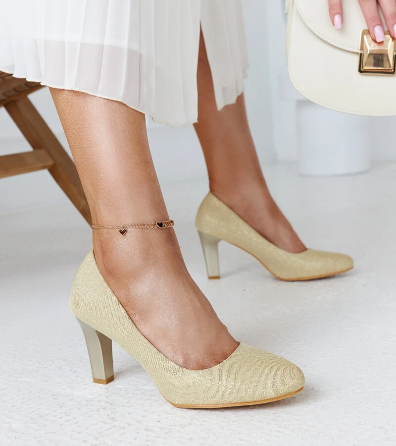 Pantofi de aur strălucitori cu căptușeală din piele Antibies