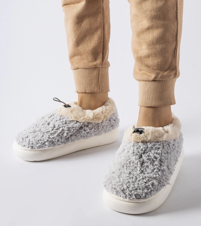 Pantofi de casă gri călduroși cu călcâi acoperit Aurelio