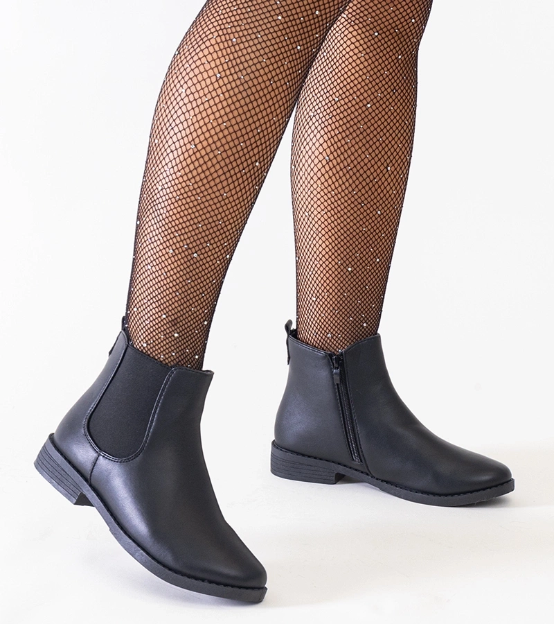 Botine clasice negre cu inserție elastică din piele ecologică Maiza