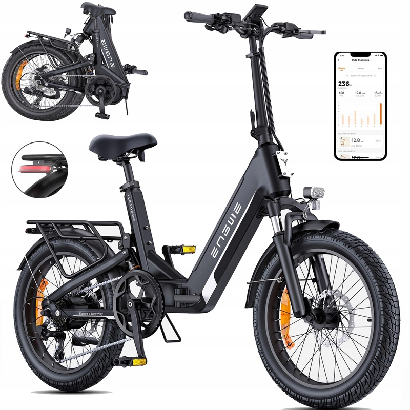 Bicicletă electrică pliabilă Engwe L20 3.0 13.5AH 120HP frână hidraulică 20