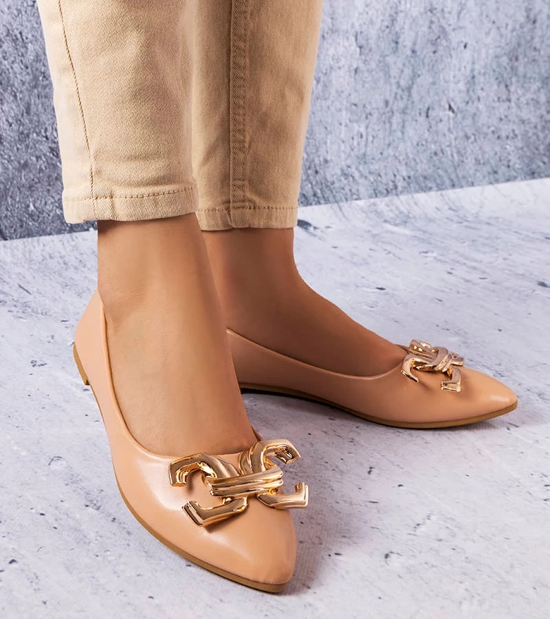 Balerini bej închis cu ornament Vallée