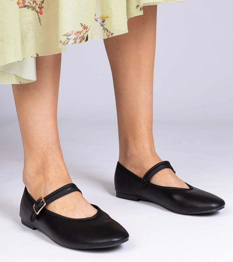 Balerini negri de damă cu cataramă Mollis