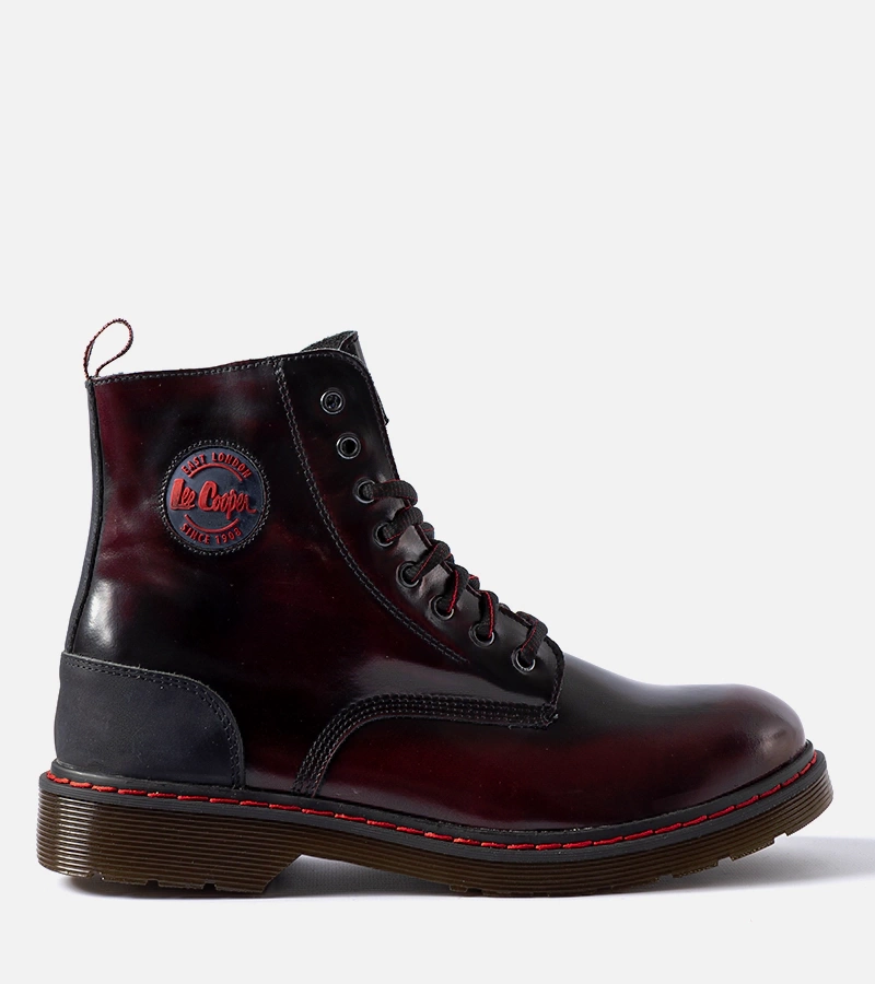 Cizme căptușite de blană de culoare bordo, piele naturală LCJP-20-01-013