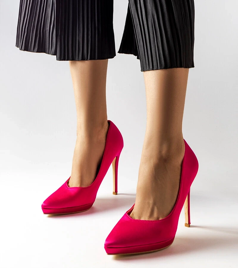 Pantofi stiletto Silje din satin roz