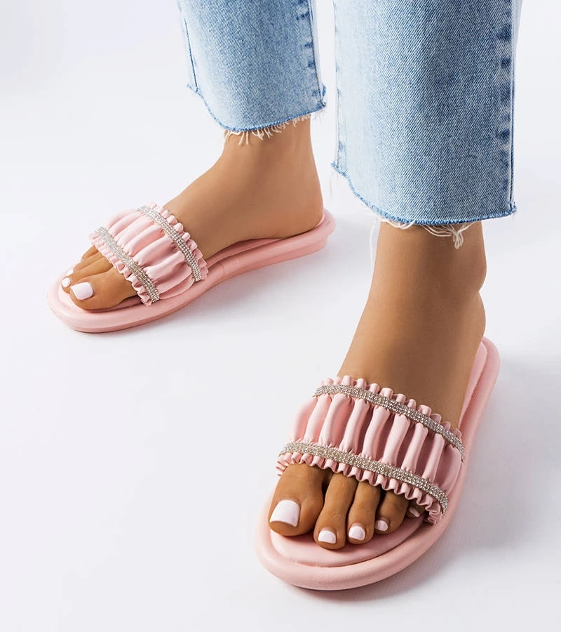 Șlapi roz cu zirconii Anapor