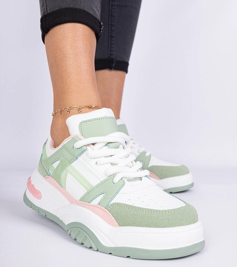 Adidași verzi cu șireturi groase Luciana