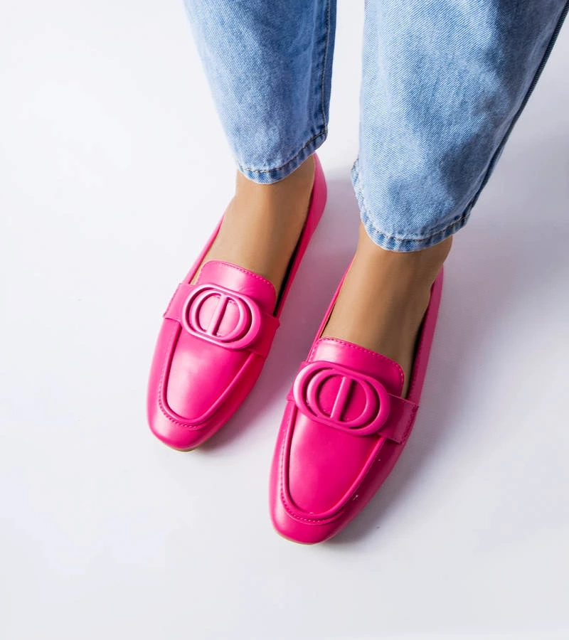 Mocasini roz cu cataramă Poissonnier