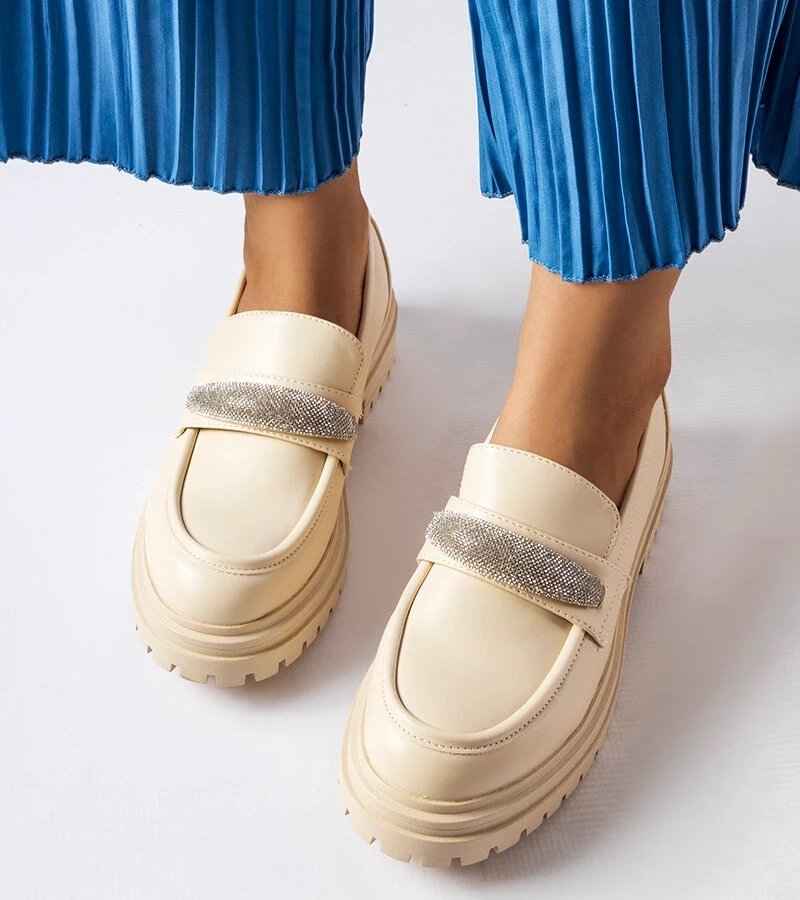 Mocasini bej cu cirkonii Hartford.