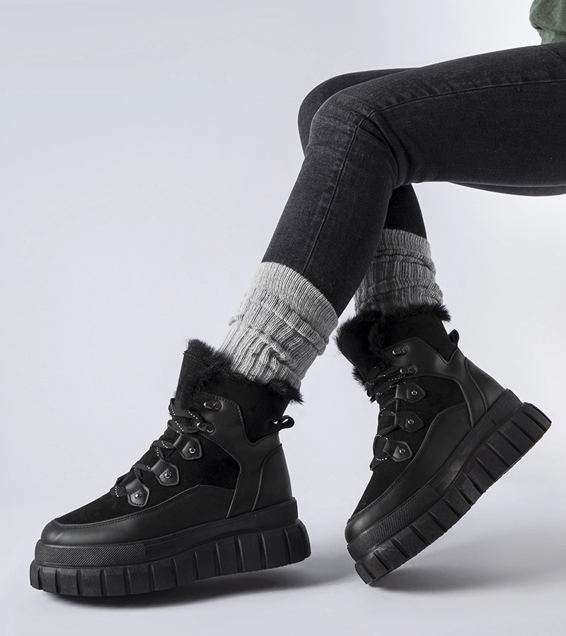 Botine negre cu talpă masivă Cervantes