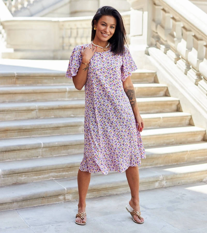 Rochie mov cu flori de Protasio