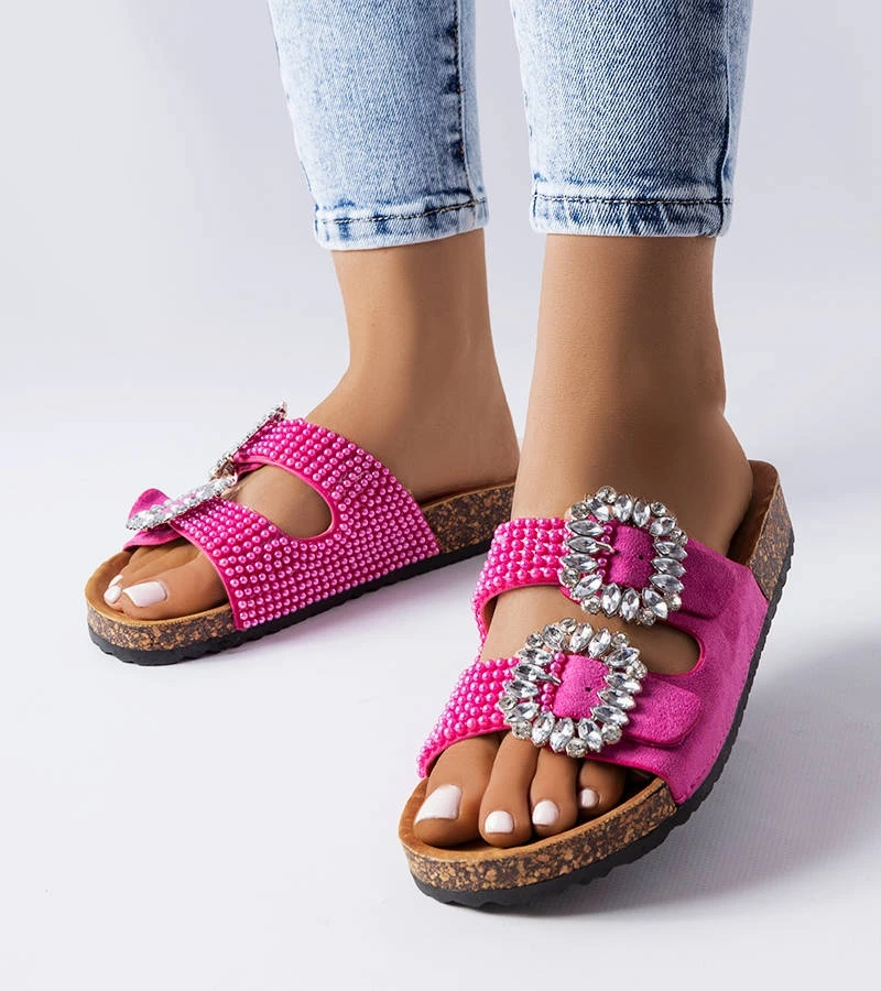 Șlapi roz cu zirconii Racine