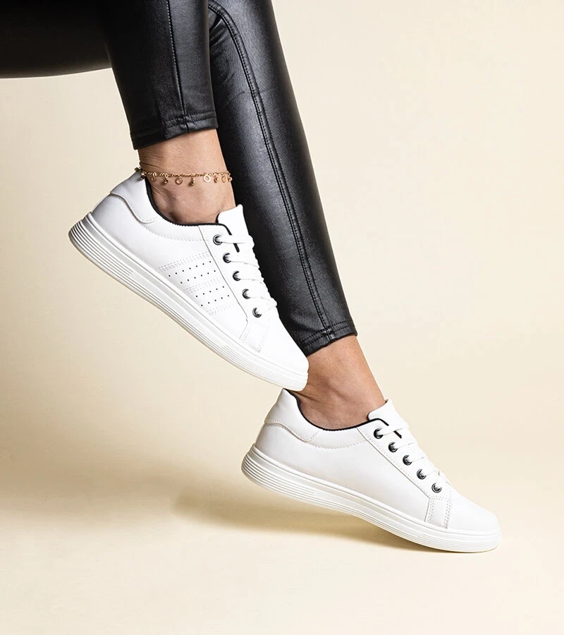 Sneakers albi din piele ecologică Cathleen