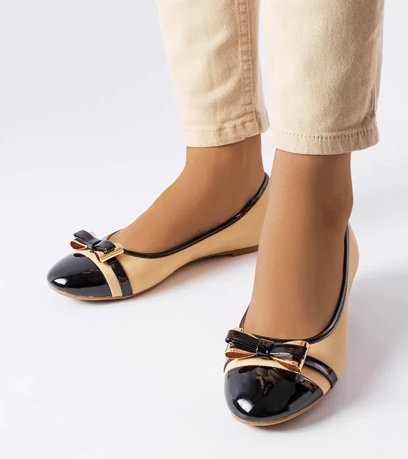 Balerini negri și bej cu fundiță de Dufour