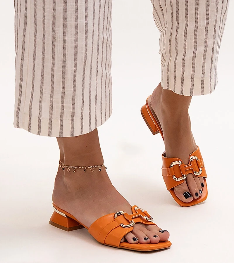 Pantofi cu toc mic și o cataramă decorativă Luara