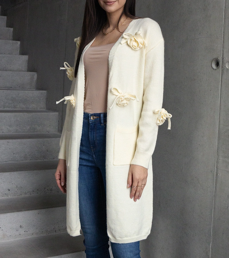 Cardigan lung alb Lira