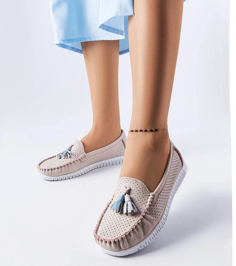 Mocasini din piele roz Maryville