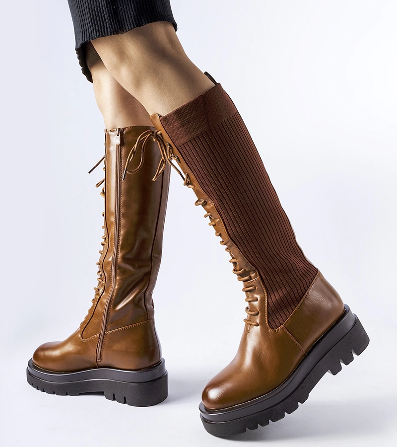 Cizme înalte călduroase maro Geronimo