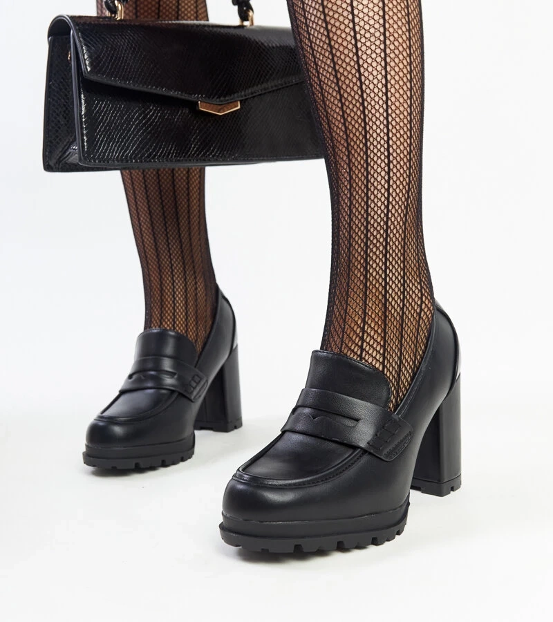 Pantofi negri cu toc mediu Sauda