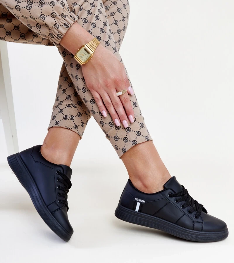 Sneakers negri din piele ecologică Devona