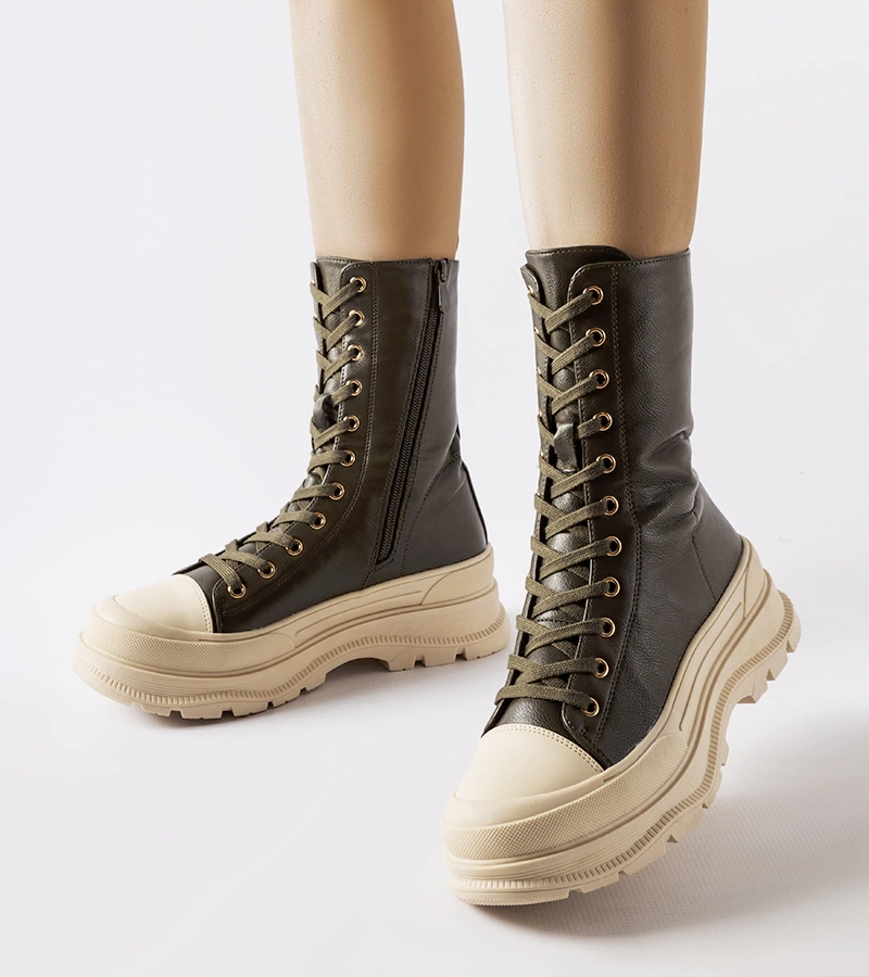 Pantofi verzi închis cu talpă groasă Giselda