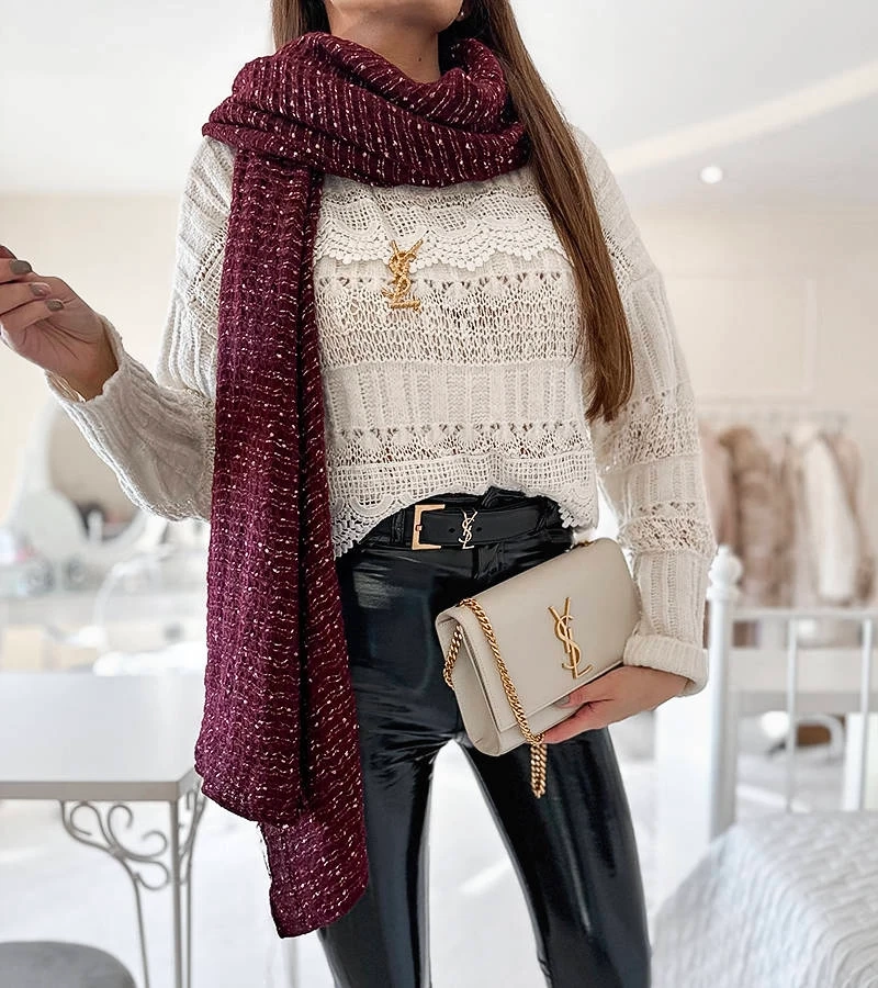 Șal cu buline maronii Khalil