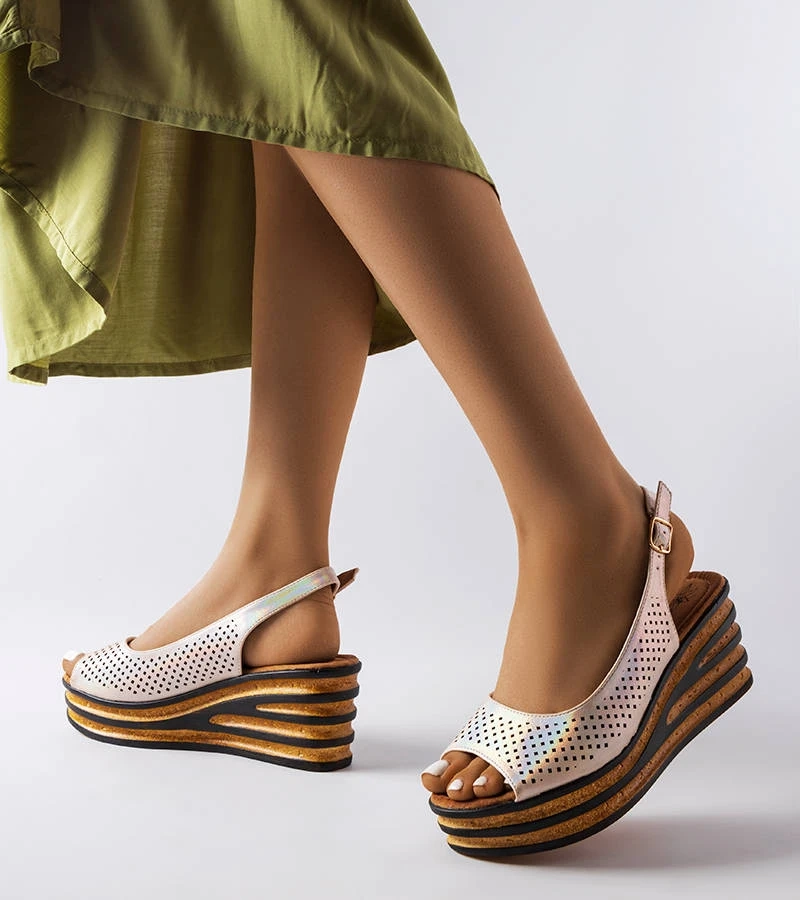 Espadrile Griner bej pe tocuri