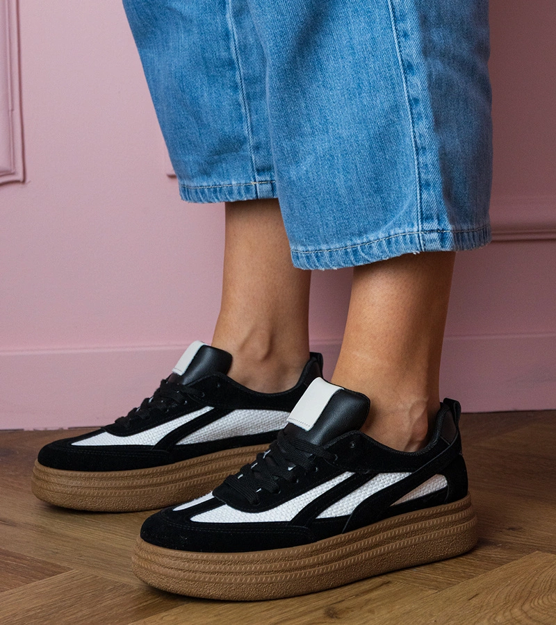 Adidași negri pe talpă groasă Kamela