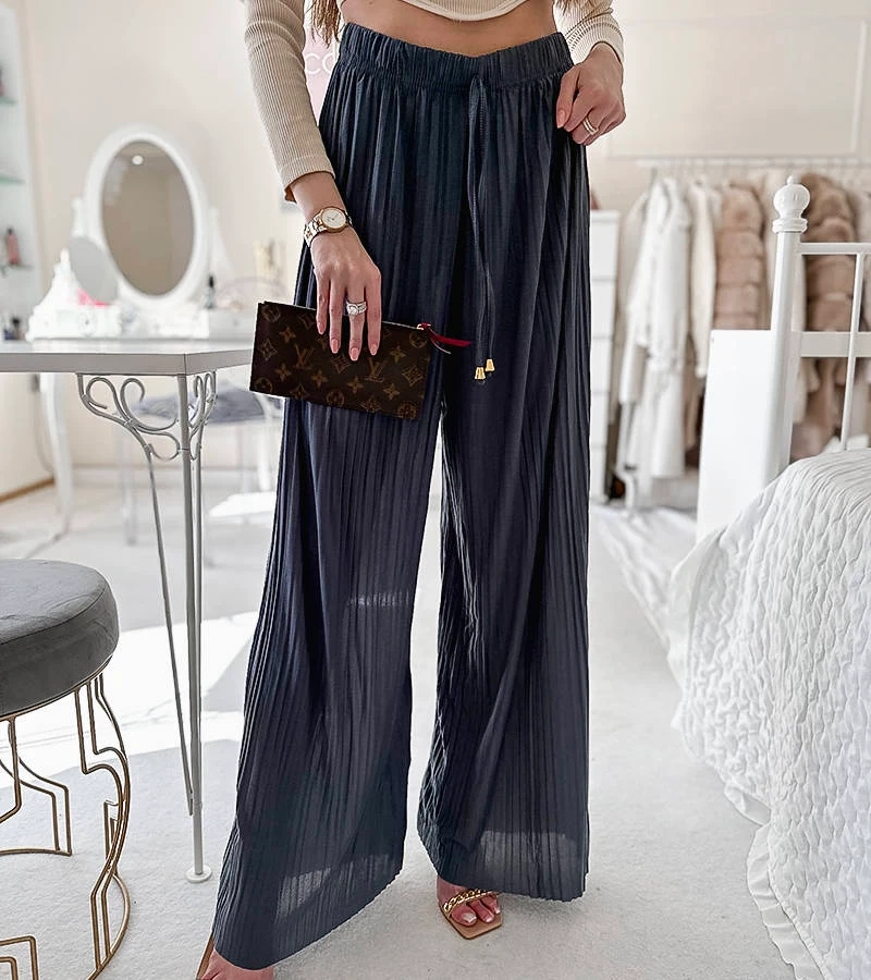 Florismart - pantaloni plisati albastru marin