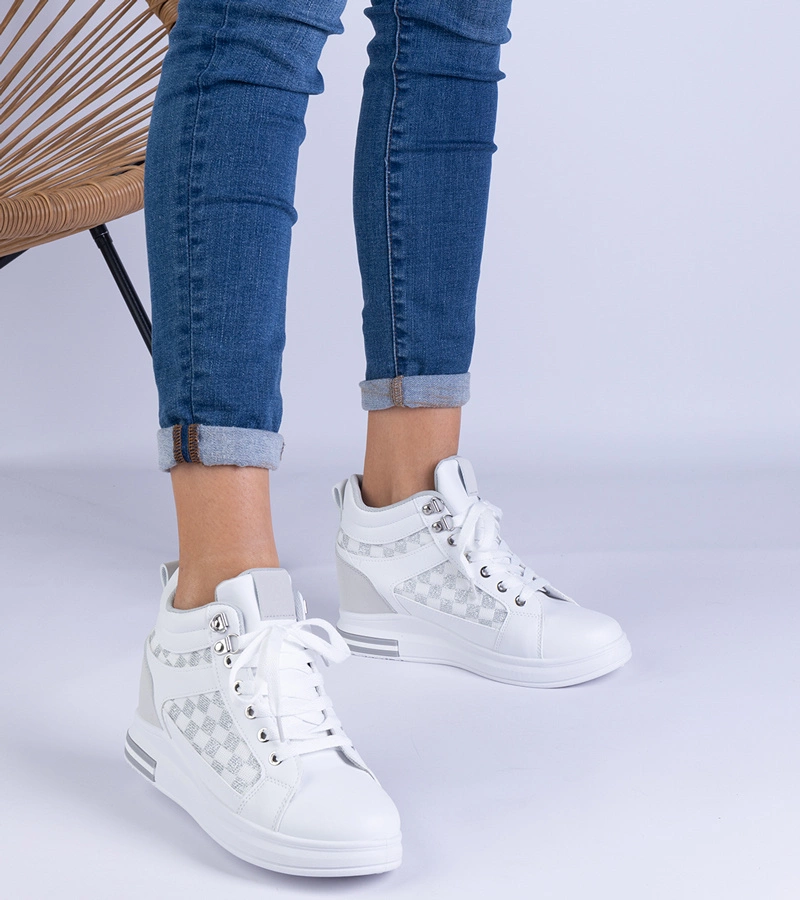 Adidași sport albi de damă cu platformă ascunsă Violinso