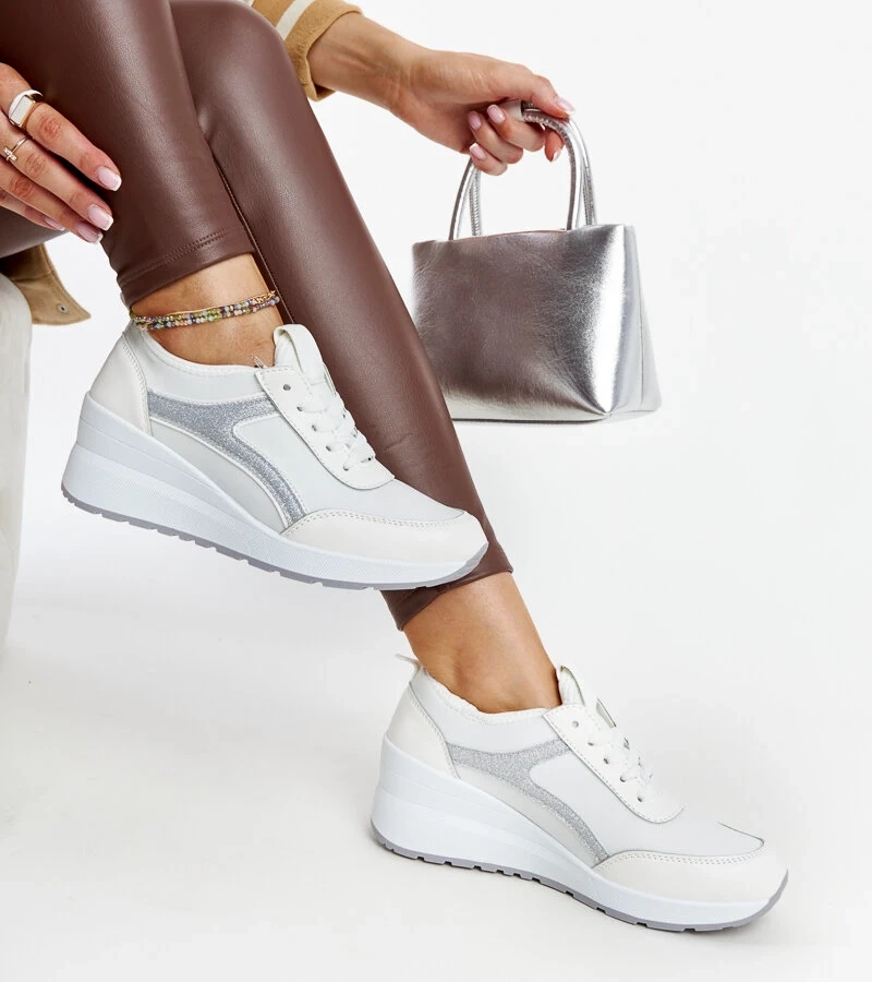 Sneakers albi cu platformă Hermina