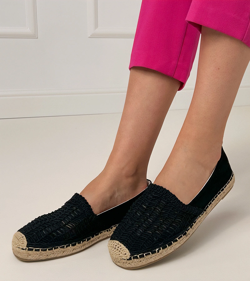 Espadrile negre decupate pe platformă Plevis
