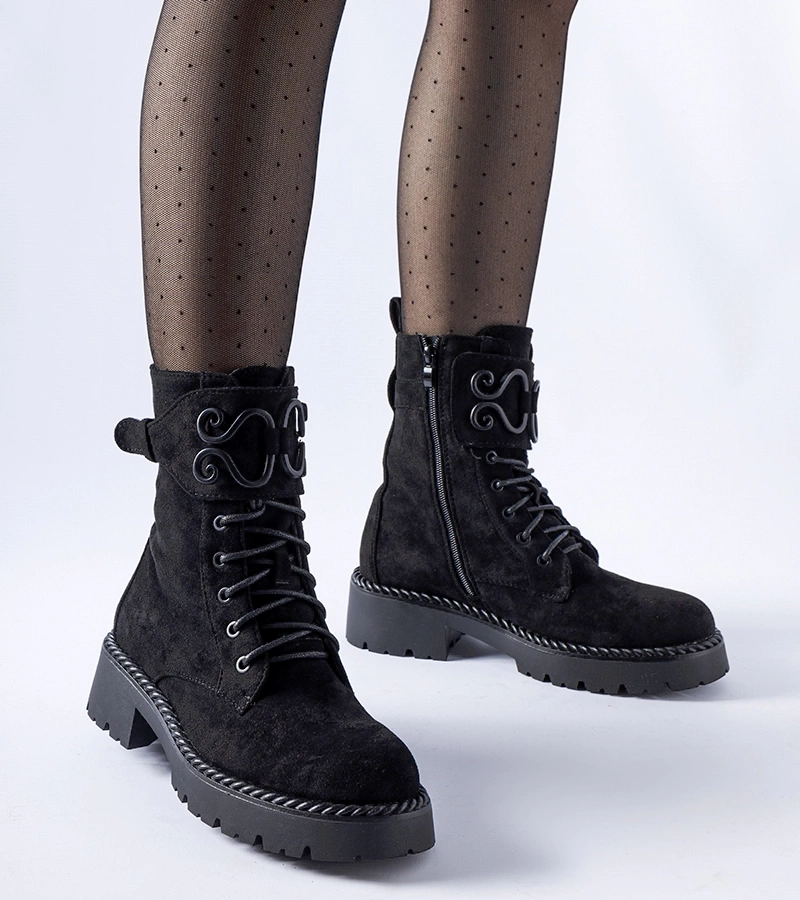 Workere negre decorative din piele ecologică Castore