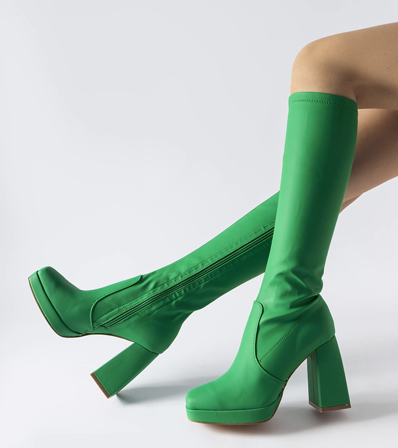 Cizme verzi mate cu toc Sycamore